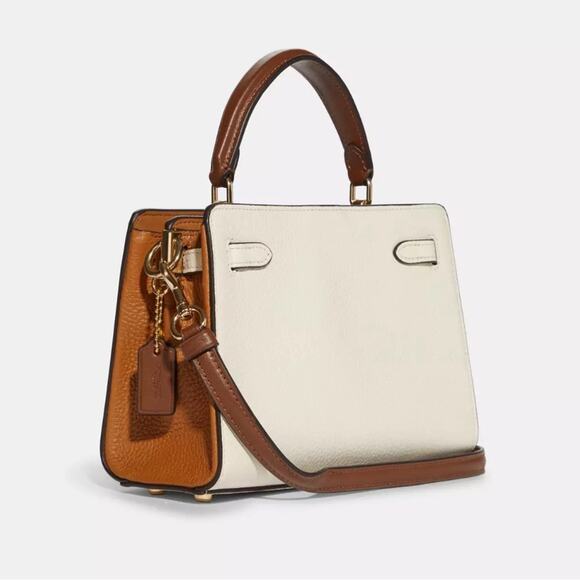 NWT Coach Mini Lane Top Handle In Colorblock In Chalk/Penny Multi/Pebble Leather - Picture 2 of 12